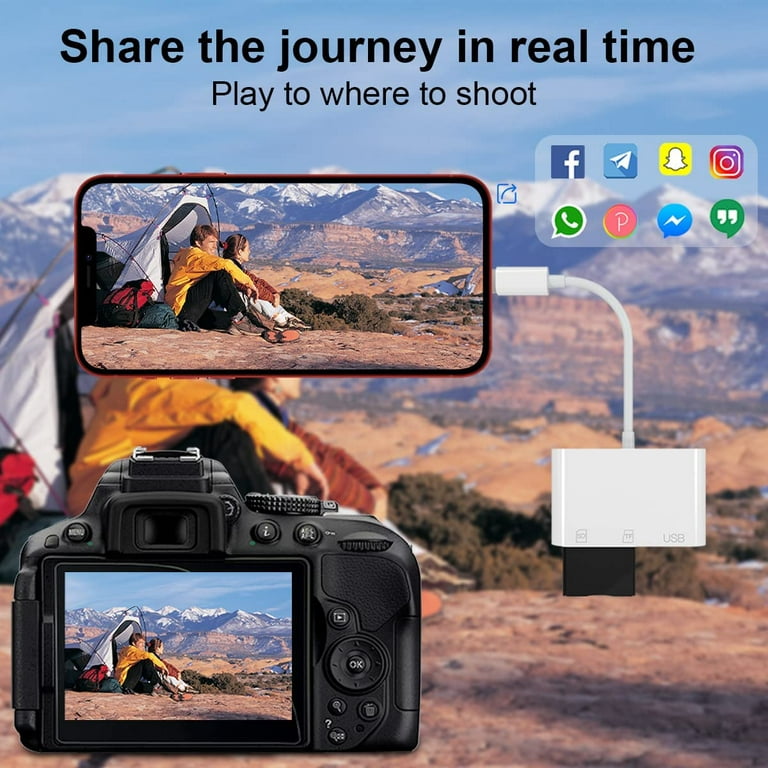 SD Card Reader for iPhone iPad,Trail Game Camera Micro SD Card Reader  Viewer,SLR Cameras SD Reader with Dual Slot,Photography Memory Card  Adapter,Plug and Play 