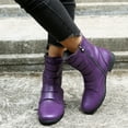 thumbnail image 5 of FITORON Womens Mid Calf Boots- Medium Tube Round Head Solid Side Zipper Low Heel Short Boots Shoes Purple 38, 5 of 8
