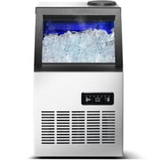Zomagas Ice Maker Machine 110Lbs/24H Stainless 28LBS Storage Ice Cubes 2 Inlet Modes for Restaurant