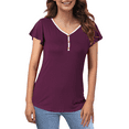 thumbnail image 2 of McVanedy Women's Summer Tops Ruffle Short Sleeve Henley T Shirts V Neck Causal Blouses S-XL, 2 of 5