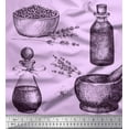 thumbnail image 1 of Soimoi Purple polyester Crepe Fabric Lavender,Bottle & Mortar And Pestle Kitchen Decor Fabric Printed Yard 52 Inch Wide, 1 of 3