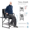 thumbnail image 3 of EVER ADVANCED Medium Tall Directors Chair 23.2" Seat Height, Folding Makeup Artist Chair with Side Table Cup Holder and Storage Pocket, Supports 400 lbs, Grey, 3 of 12