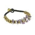 thumbnail image 2 of Surfer Inspired Purple Amethyst & Brass Beads Cluster with Bell Toggle Bracelet, 2 of 4