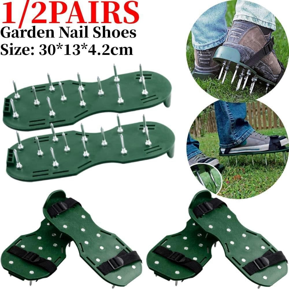 Aerator Lawn Tool Garden Nail Shoes Grass Loose Soil Cultivator Spikes Epoxy Yard Grass Cultivator Lawn Aerator Sandals Gardening Tool(2pair)