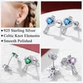 thumbnail image 4 of FaithHeart 925 Sterling Silver Irish Celtic Cross Stud Earrings for Women March Aquamarine Heart Birthstone Earrings Valentines Day Jewelry Gifts, 4 of 7