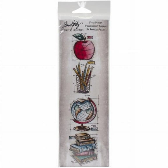 Tim Holtz Mini Blueprints Strip Cling Stamps 3"X10"-Schoolhouse