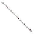 thumbnail image 2 of Gem Stone King 925 Sterling Silver Heart Shape Red Garnet White Moissanite and Round White Lab Grown Diamond Greek Vine Flower Tennis Bracelet for Women (5.14 Cttw, 7.5 inch), 2 of 4