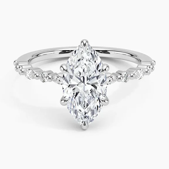 2.17 CT Marquise Tested Moissanite Engagement Ring 14K Gold Plated