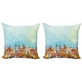thumbnail image 1 of Ambesonne Floral Throw Pillow Cover 2 Pack, Flower Field Watercolor, 20", Multicolor, 1 of 2