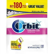 ORBIT Bubblemint Sugarfree Gum, 8.8-Ounce Resealable Bag, 180 Pieces.
