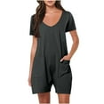 thumbnail image 2 of Short Sleeve Rompers for Women Loose Stretch Shorts Bodysuit Summer Casual Dressy T-Shirt Overalls, 2 of 6