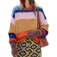 thumbnail image 4 of Winter Women Color Block Cropped Sweaters Casual Oversized Striped Pullover Tops, 4 of 6