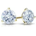 thumbnail image 2 of 18k Yellow Gold Round Moissanite Stud Earrings (7ct TGW, 10mm, G-H)&nbsp;3-Prong Martini Set, Push-Back by Diamond Wish, 2 of 3
