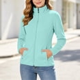 thumbnail image 2 of Women Fleece Jacket Sevevn Stand Collar Slim Fit Polar Fleece Fabric Full Zip Long Sleeve Outerwear With Zipper Pockets For Hiking Travel Daily Outdoor Wear, 2 of 8