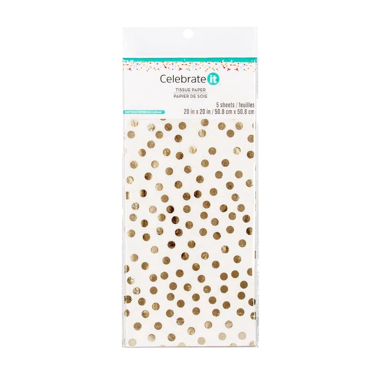 Celebrate It White & Gold Dots Tissue Paper, 60 Count photo 4