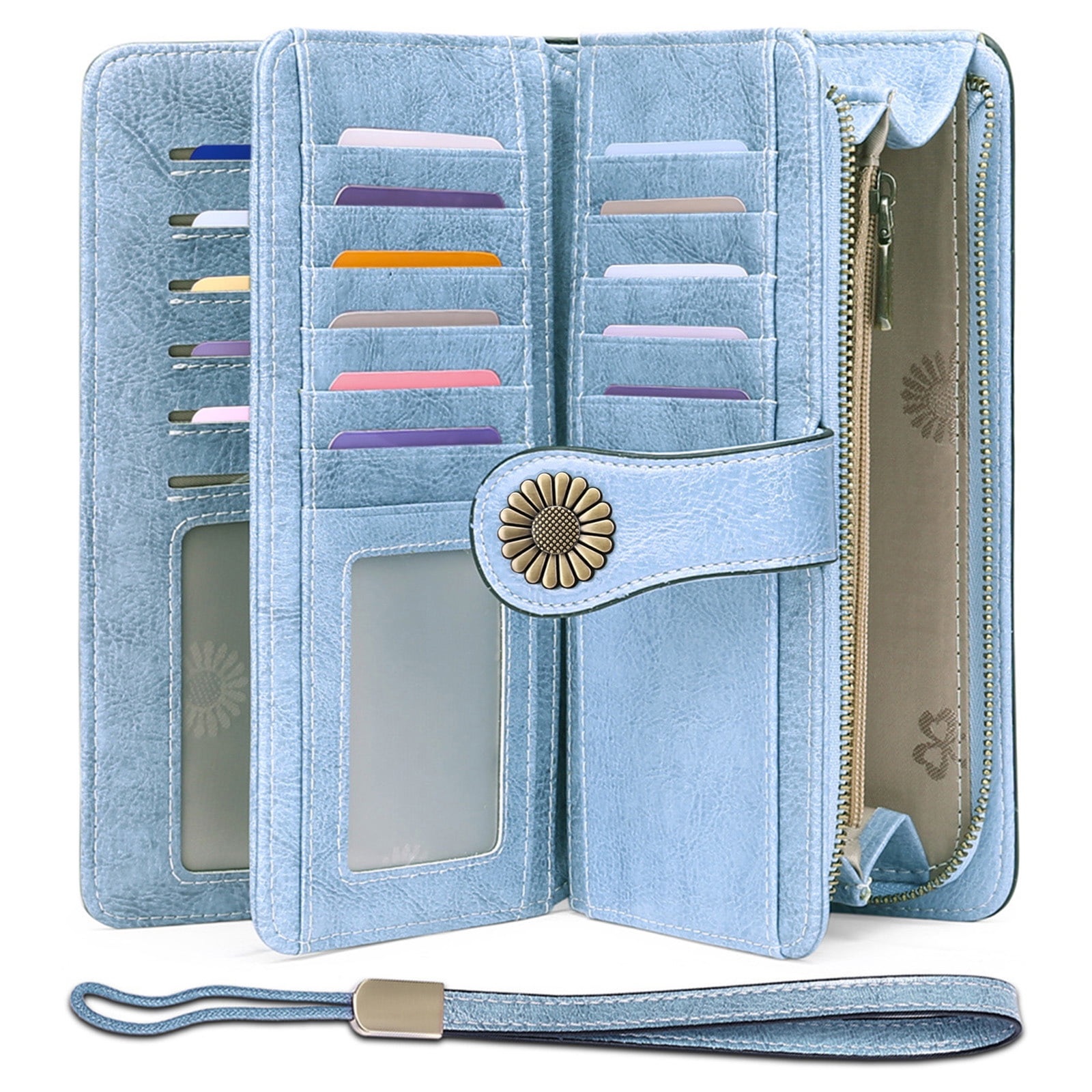 SENDEFN Wallets for Women Genuine Leather Credit Card Holder with RFID