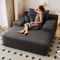 thumbnail image 3 of BISHE Oversized Upholstered Sofa Bed with 3 Pillows, 68" Corduroy Chaise Lounge Sleeper Couch, Fully Compressed Foam Loveseat for Apartment, Living Room, Bedroom, Dark Grey, 3 of 8