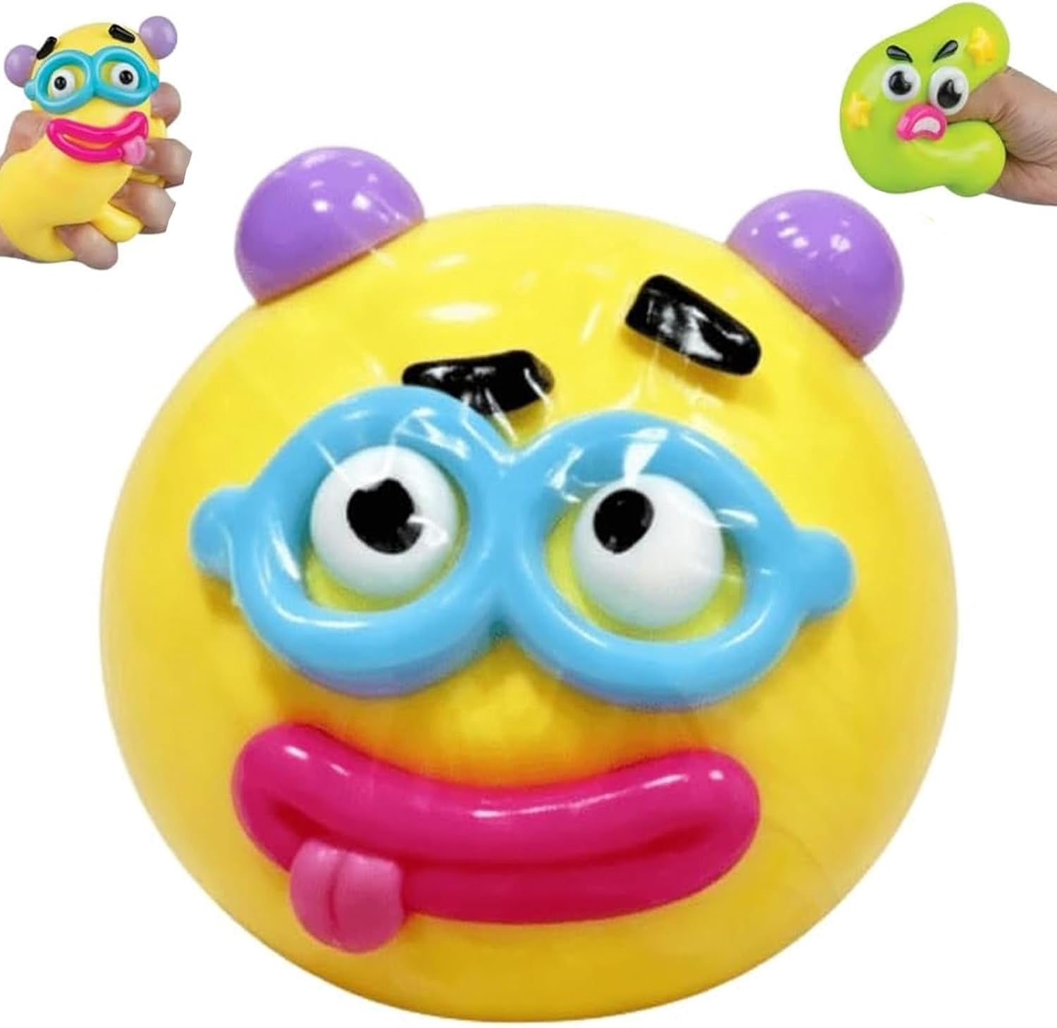 HoliHive New Smushers Squishy, Cute Easy Squeezy Funny Face Squishy Stress Balls, Stress Relief Desk Accessory for Adults