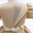 thumbnail image 3 of LLYWEY Satin Toddler Formal Dress, Girls Elegant Prom Gown, Kids High Low Puff Sleeve Mesh Ball Gown for Special Occasion Back Zipper Wedding Birthday Party Princess Dresses , Style BY-36, Beige, 5T, 3 of 8