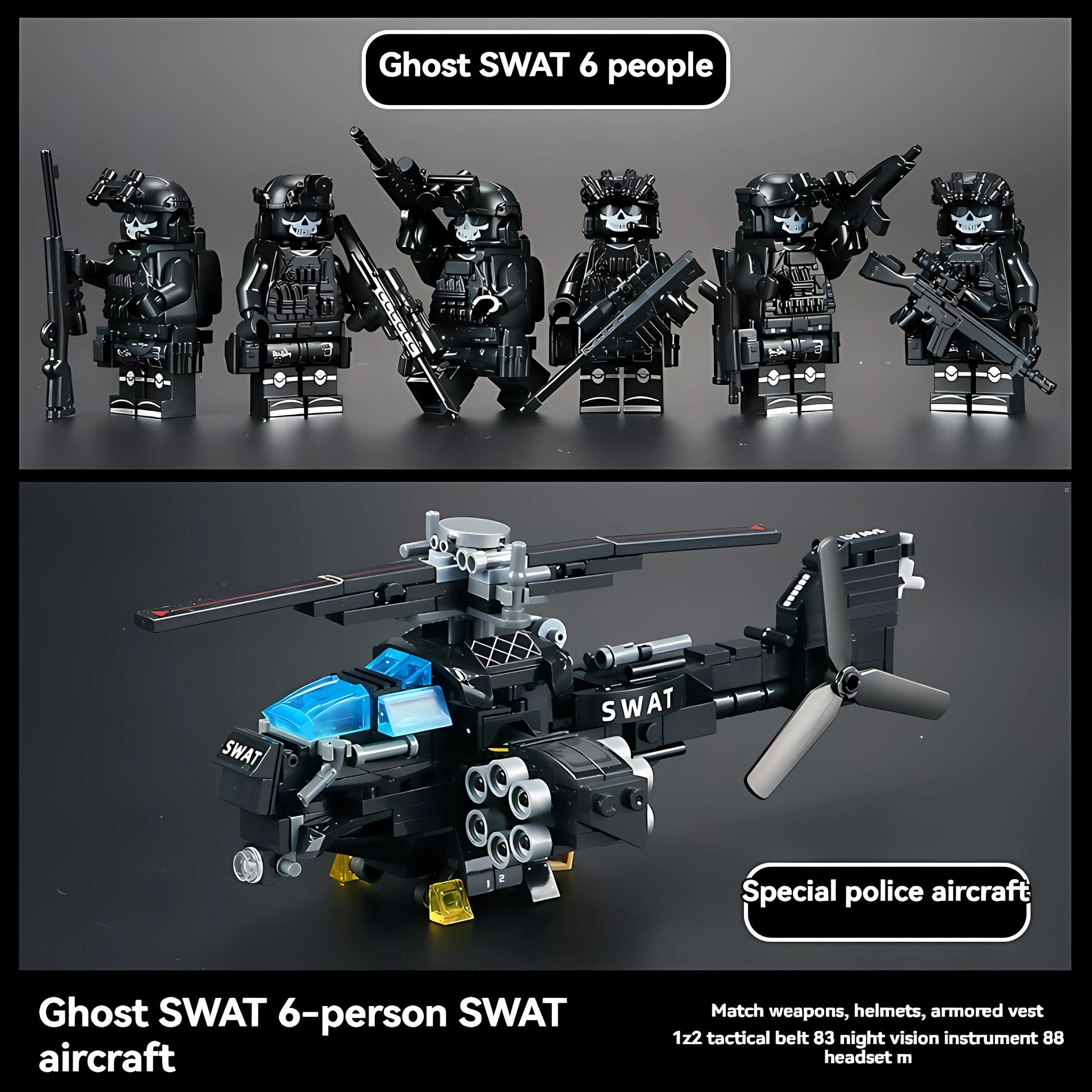 QPAZ Military Building Block Set - Desert Special Forces Ghost Soldier with Humvee, Creative Assembly Toy for Kids