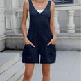 thumbnail image 7 of BLVB Women's Summer V Neck Tank Top Romper Sleeveless Loose Casual Wide Leg Shorts Jumpsuit Overalls with Pockets Clothes, 7 of 7