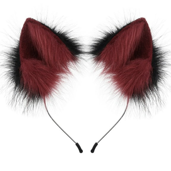 Handmade Animal Cat Ears Headband Furry Wolf Hairhoop Headwear for Festive Party Accessories