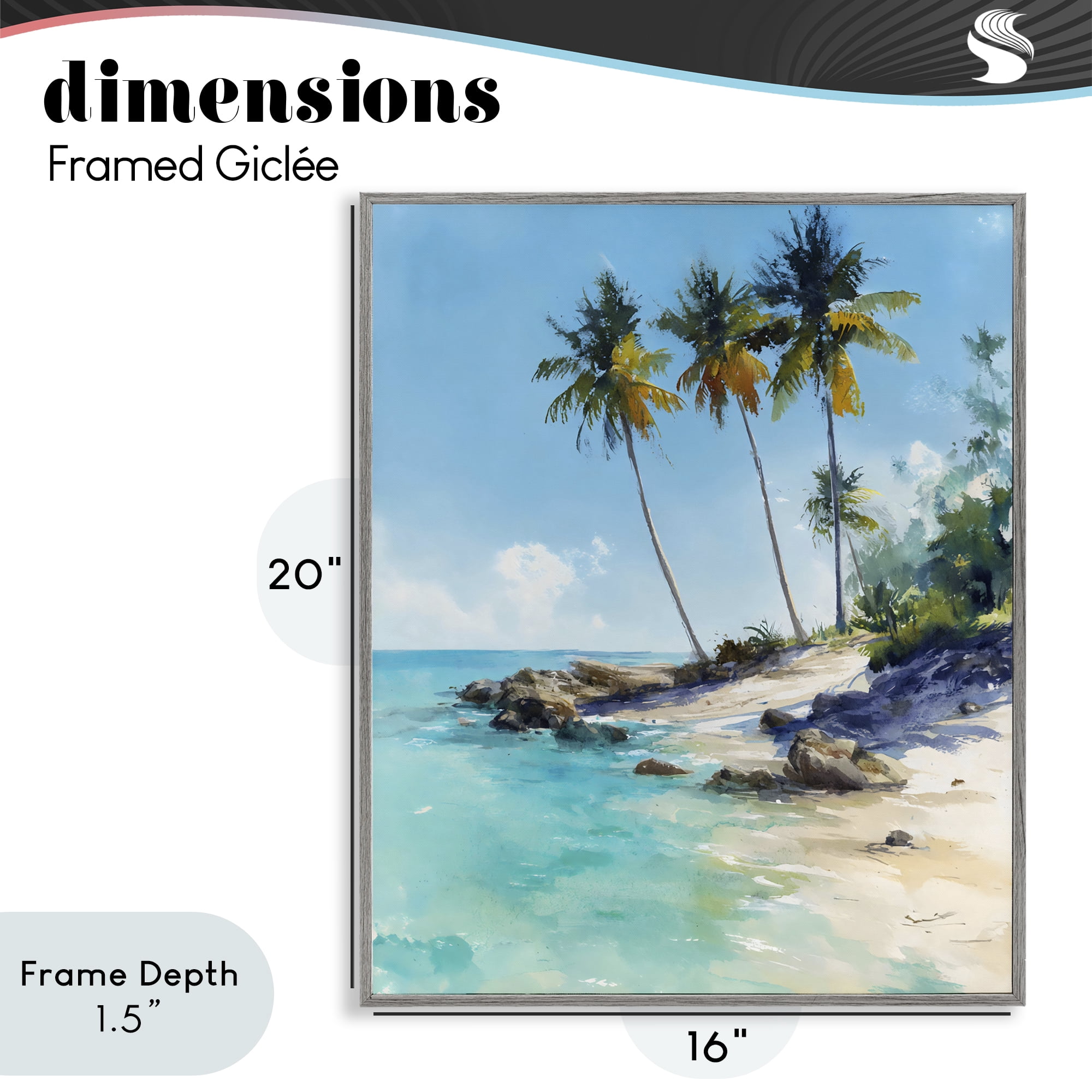 Stupell Industries Rocky Tropical Shore Gray Framed Giclee Art, design by Franklyn Gregory