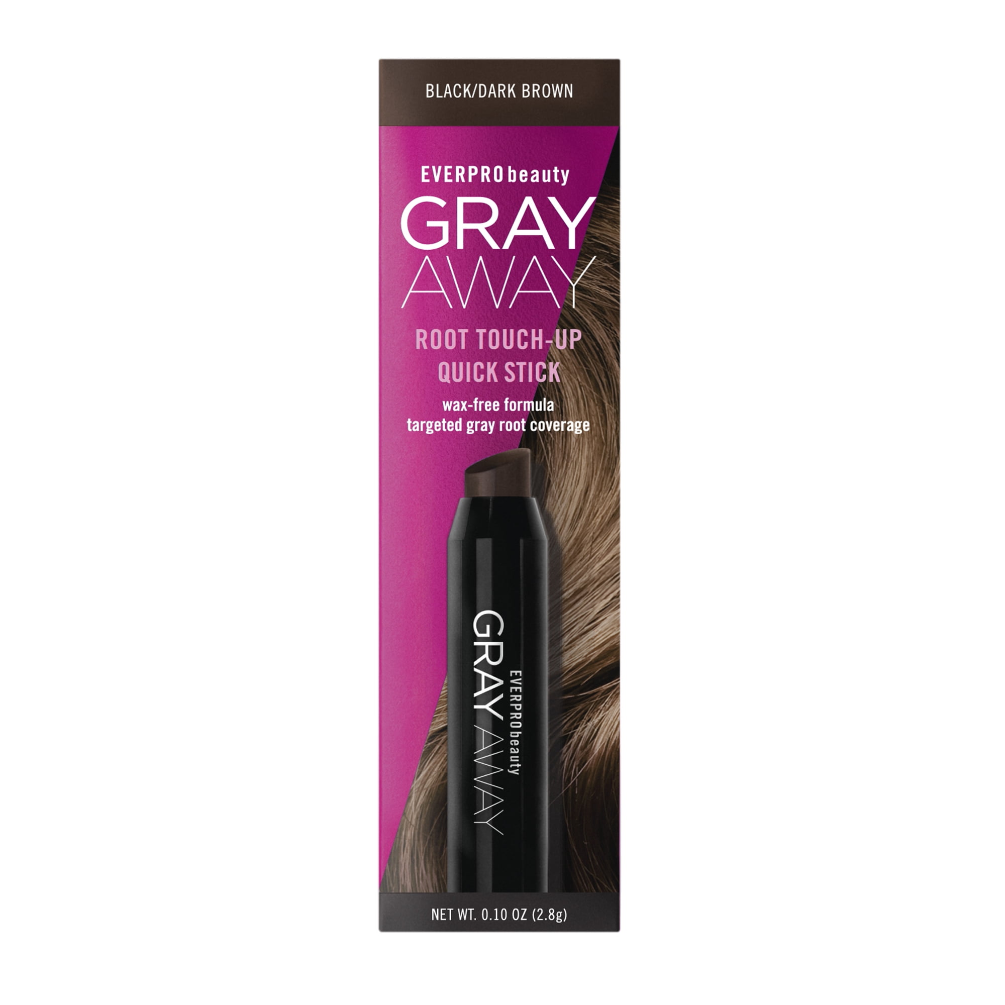 Everpro Gray Away Temporary Hair Color Root Touch-up Quick Stick, Black/Dark Brown, 0.10 oz