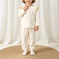 thumbnail image 2 of Faraee Baby Boy Girl Two Piece Outfit Ruffle Shoulder Long Sleeve Top and Pants Set Cotton Solid Color Loungewear Sleepwear for Infant Toddler 6 12 18 24 Months, 2 of 6