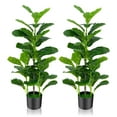 thumbnail image 1 of Gymax Artificial Tree 2-Pack Artificial Fiddle Leaf Fig Tree forIndoor & Outdoor, 1 of 10