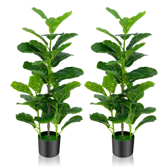 Gymax Artificial Tree 2-Pack Artificial Fiddle Leaf Fig Tree forIndoor & Outdoor