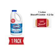 Clorox Disinfecting Bleach, Concentrated Formula, Regular - 43 Fl Oz - Pack Of 1 & Lotus Biscoff Cookie - 0.2 Oz - 1 ct