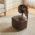 thumbnail image 5 of Chaise Coiffeuse Vintage avec Dossier Floral et Roues à 360° - Brun, 5 of 5