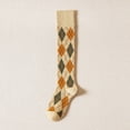 thumbnail image 1 of Chaussettes Femme en Pur Coton Automne et Hiver Bas Chauds en Forme de Losange Bas Longueur Genou Bas Bas de compression Brun, 1 of 3