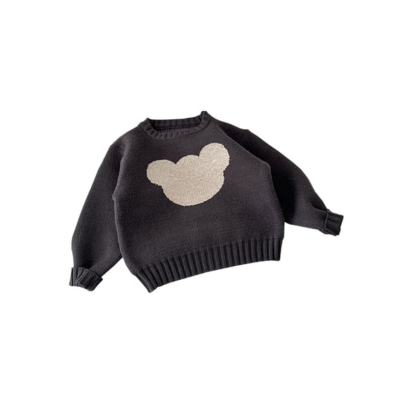 Bagilaanoe Toddler Baby Girl Boy Knitted Sweater Long Sleeve Bear Print Pullover 1M 4M 8M 12M 24M 3T Kids Warm Jumpers Tops Fall Loose Knitwear
