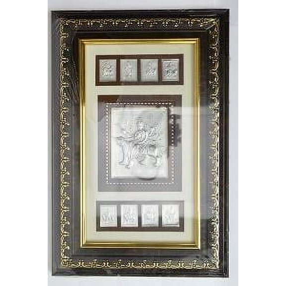 Silver Durga Picture In Frame 12" x 8"