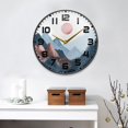 thumbnail image 2 of Yayeee Wall Clock for Living Room 9.5 inch Battery Operated Round with Holder, Art Mountain and Sun Pattern, 2 of 7