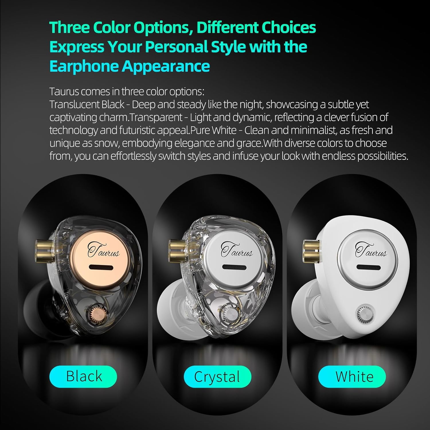 KZ Taurus in Ear Monitor IEM Earbuds, Dual 8mm Dynamic Drivers for Powerful Bass in Ear Headphones, Comfortable Fit iems for Gaming, 2-Pin Gold-Plated Wired Earbuds for Singers (Clear Black, no Mic)