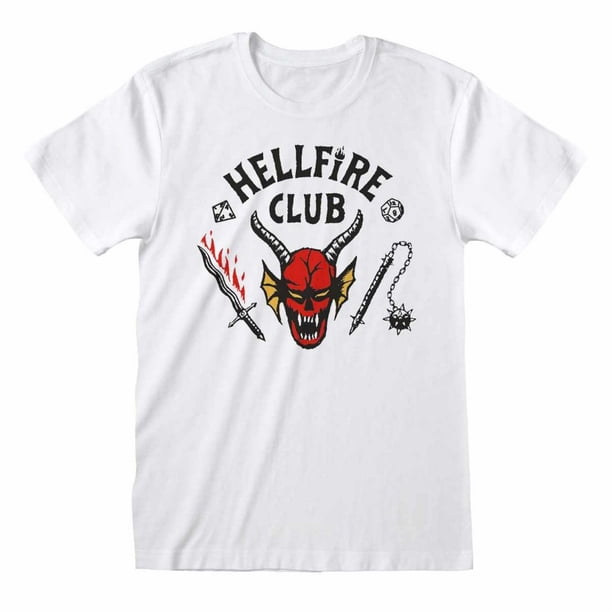Stranger Things - Camiseta Hellfire Club Logotipo para Adultos Unisex (Blanco)