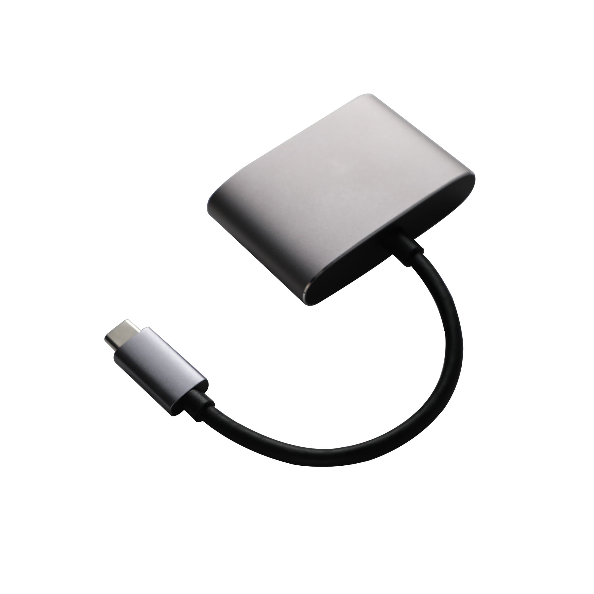 Onn. USB-C, HDMI, USB 3.0 3-in-1 Adapter with Power Delivery 3.0 - Grey, 4 IN. 10 cm Cable