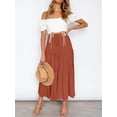 thumbnail image 3 of MOSHU High Waist Midi Skirt for Women A-Line Pleated Skirts with Pockets Flowy Dresses, 3 of 9
