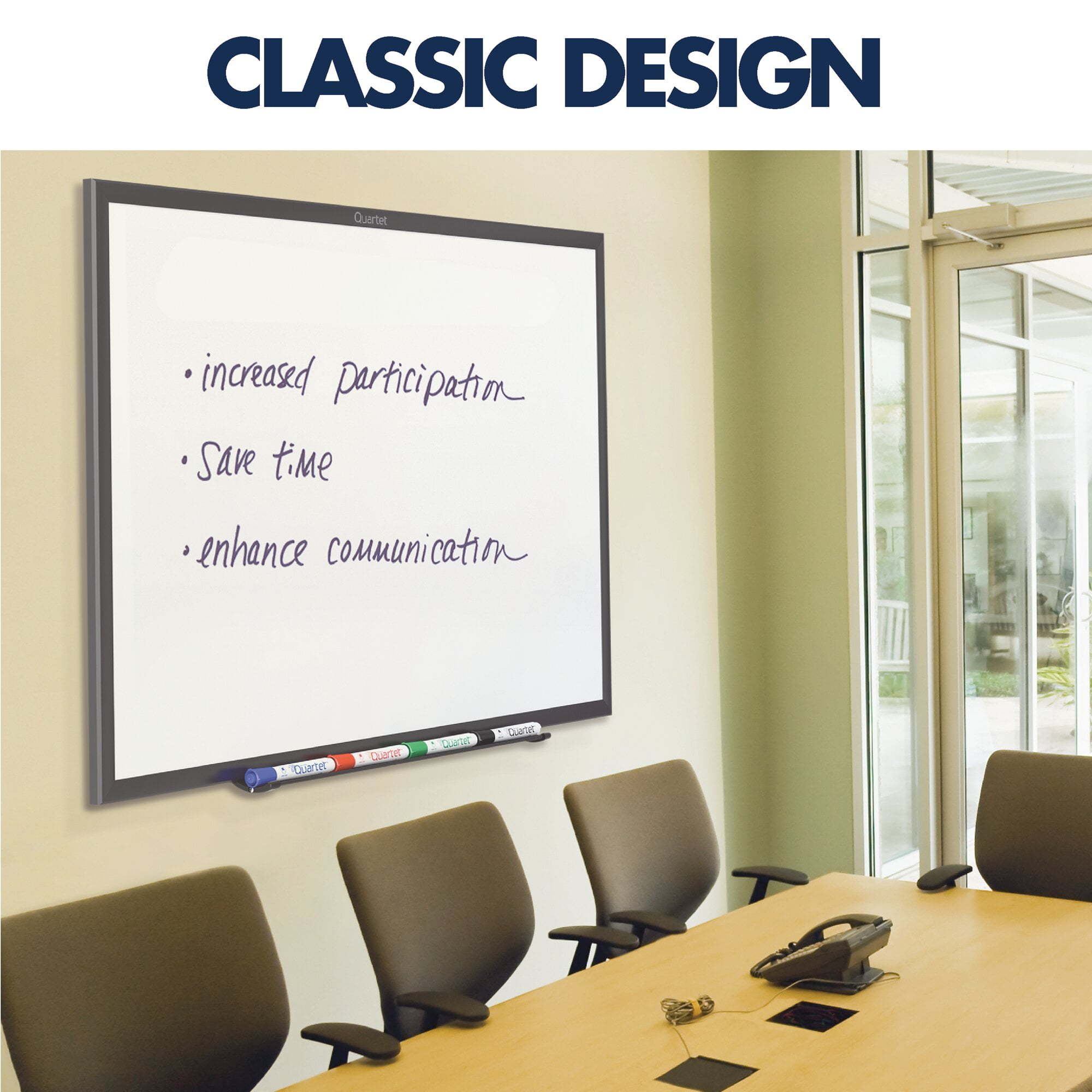 Quartet Black Frame Standard Whiteboard - 60" Width X 36" Height - White Melamine Surface - Black Aluminum Frame - Film - Wall Mount - 1 Each (s535b)