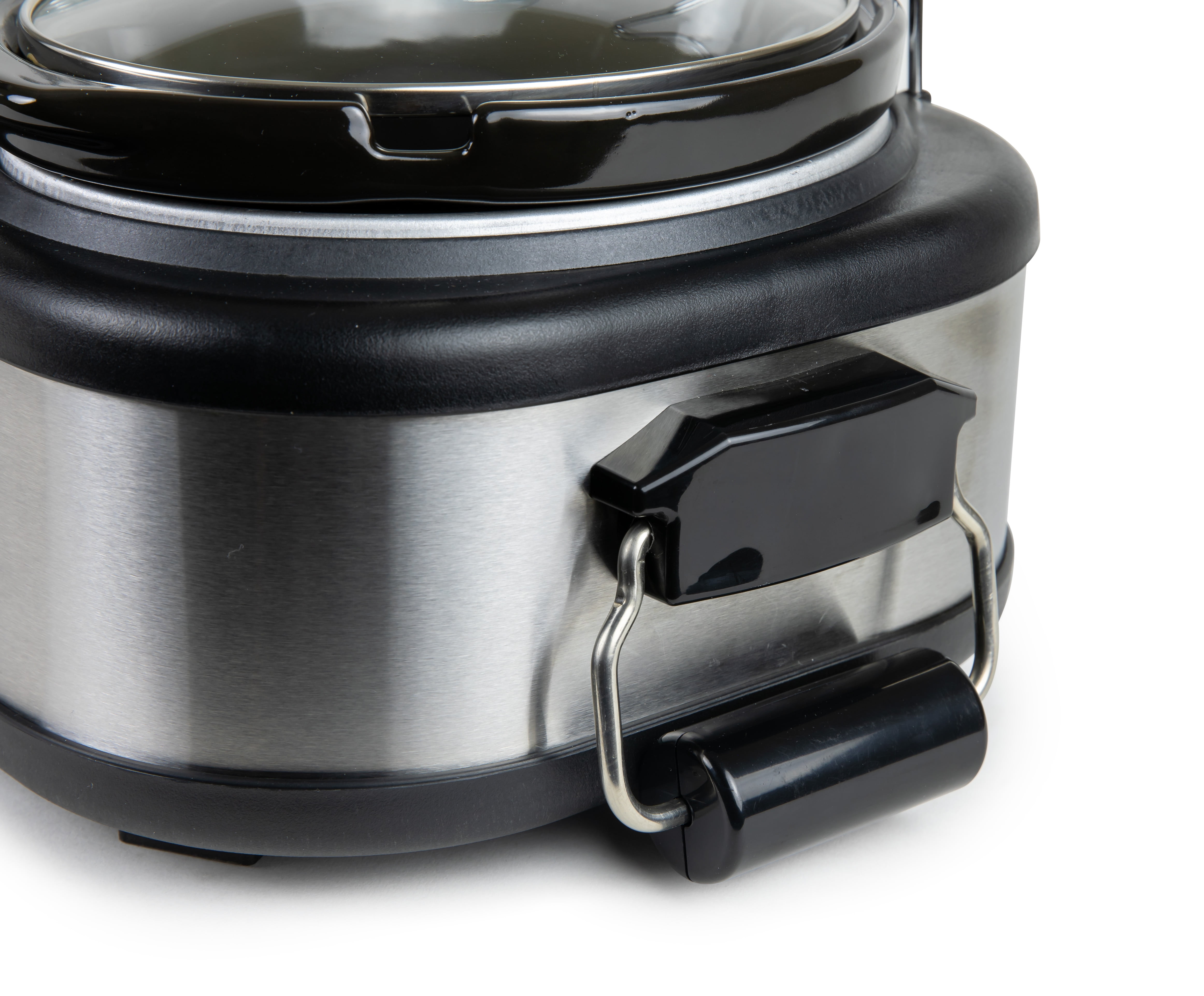 Nostalgia 1.5 qt Triple Slow Cooker, 3 Crock Pot Buffet Server with Removable Ceramic Pots, Stainless Steel