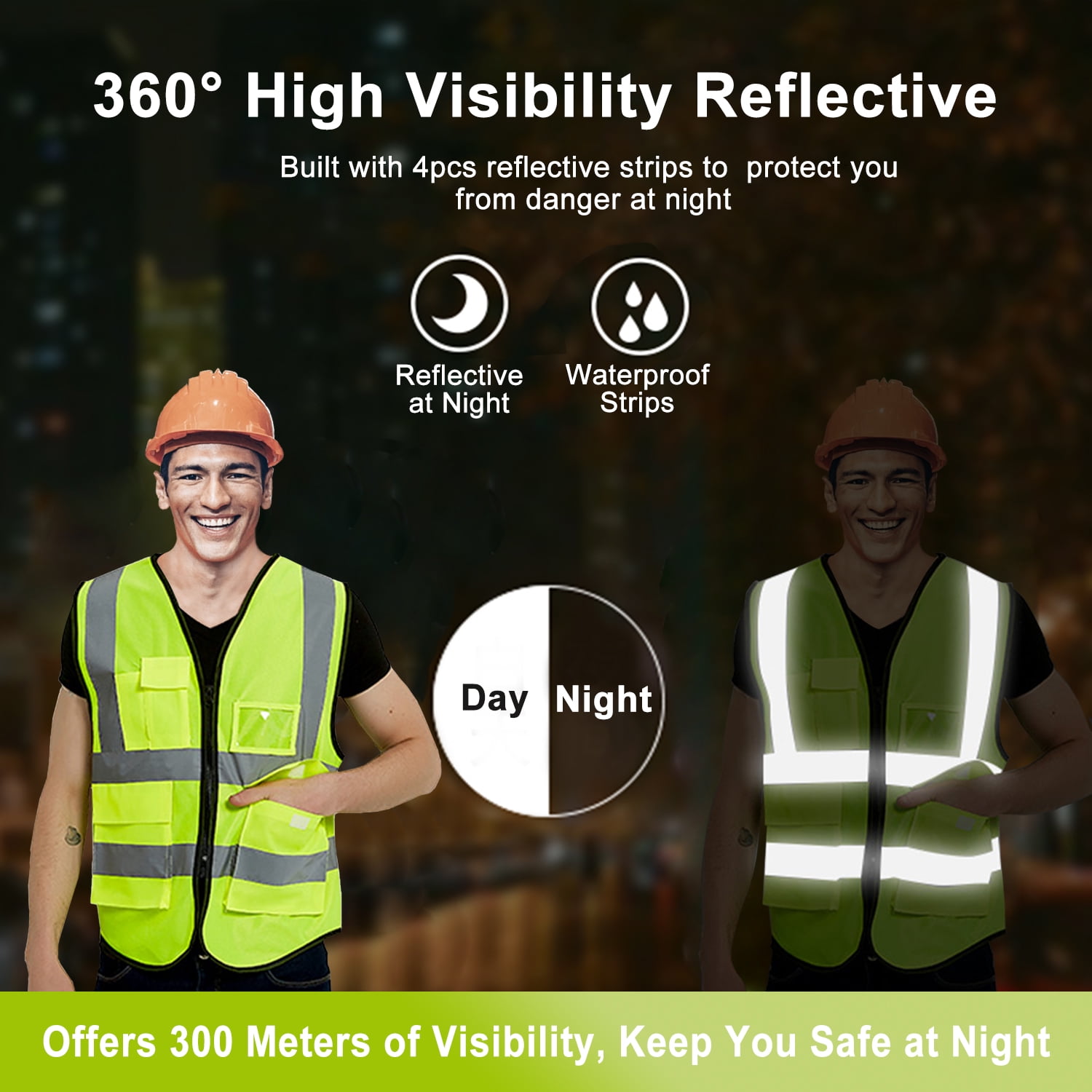 Cooling Safety Reflective Vest with 6pcs Ice Packs - Work Vest with Pockets High Visibility Security Vest for Men Women