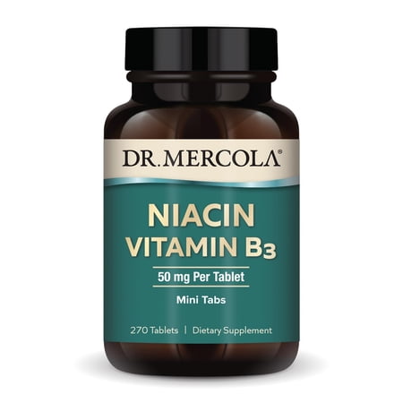 Dr. Mercola Niacin Vitamin B3, 90 Servings (270 Tablets), Dietary Supplement, Mini Tabs, Essential B Vitamin, Non-GMO