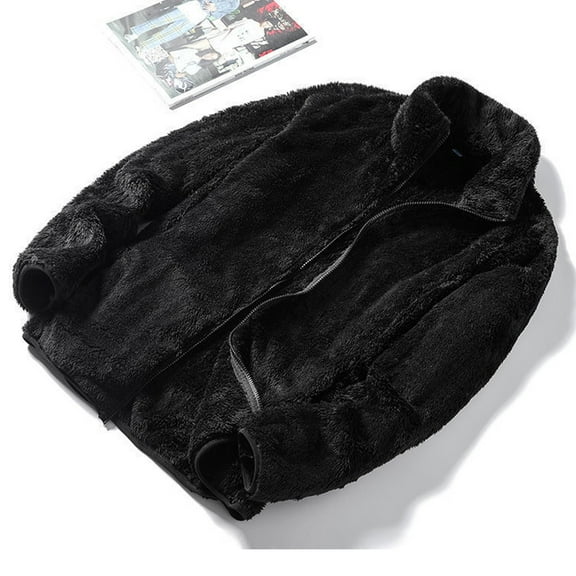 Sanbonepd Women Fleece Jacket Winter Plus Size Warm Outwear Plush Loose Lapel Coat