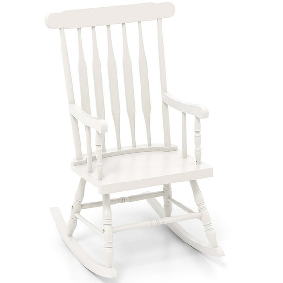 Gymax Wooden Rocking Chair Single Rocker Indoor Garden Patio Yard White