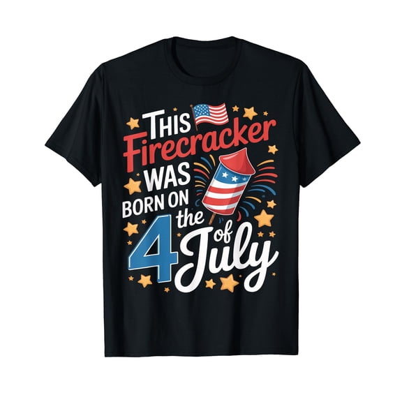 4th of July Birthday Shirt Firecracker Born on Fourth T-Shirt