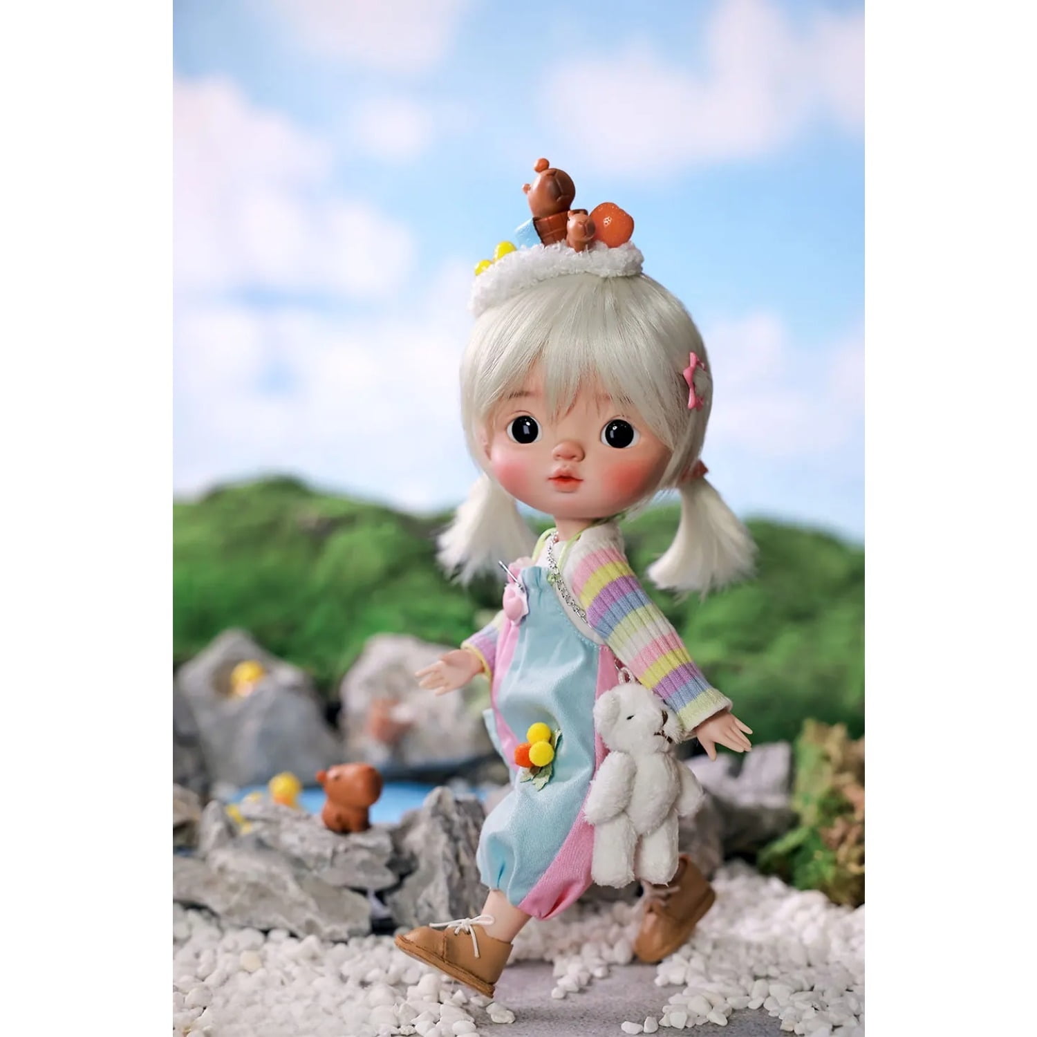 Xavi 1/6 Bjd Doll Omelet Body Rainbow Cute Girl Double Eyelids Capybara Headwear  High Quality Ball Jointed Dolls