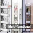 thumbnail image 2 of Modern Home 4 Tier Narrow Sliding Storage Organizer Rack - Laundry/Bathroom/Kitchen Rolling Cart (White), 2 of 7